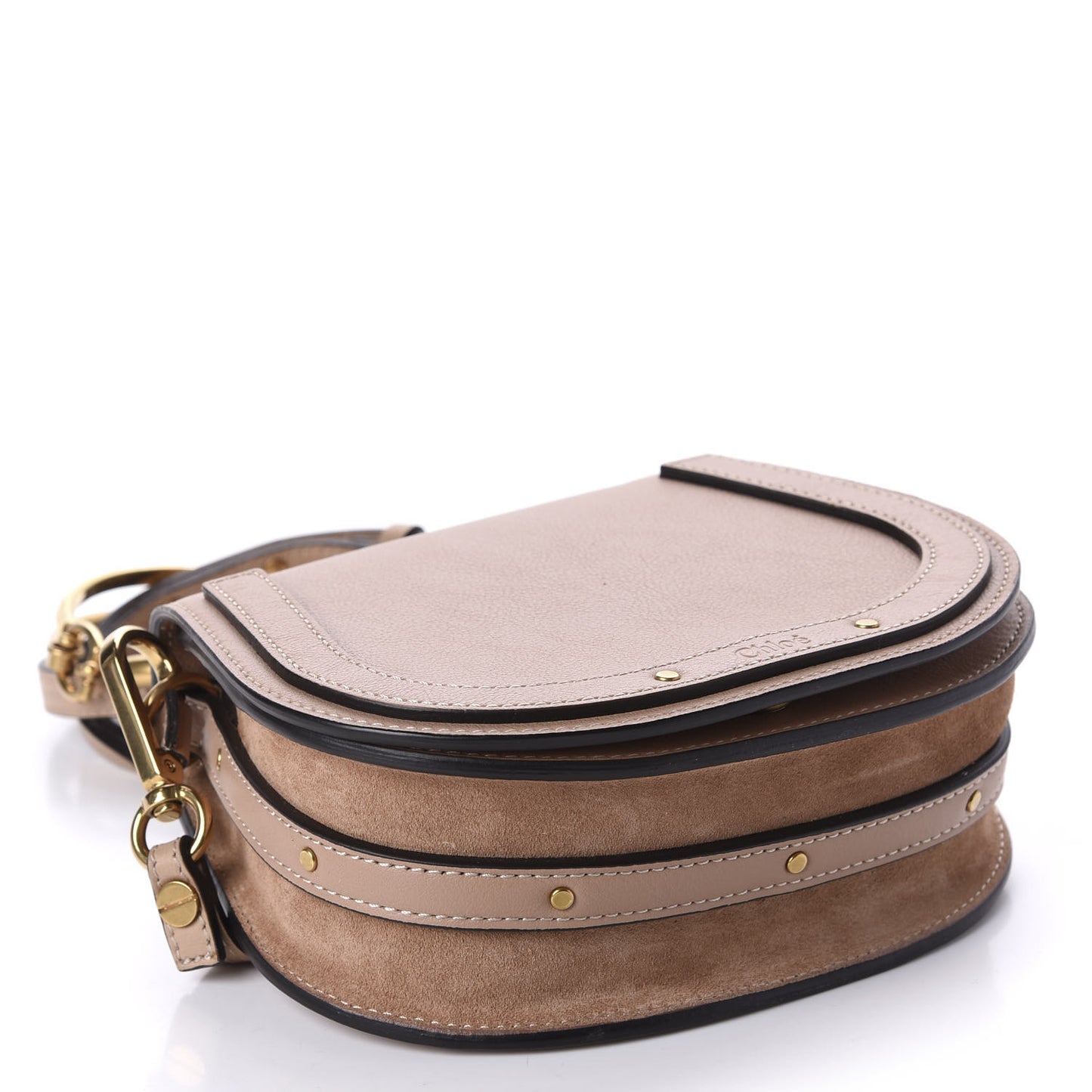 Calfskin Suede Small Nile Bracelet Bag Biscotti Beige