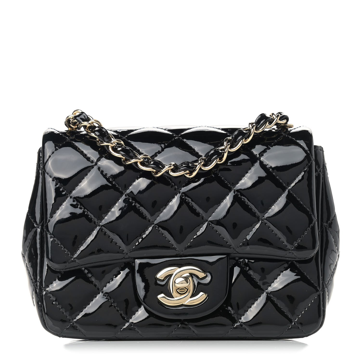 Chanel Patent Calfskin Quilted Mini Square Flap Black 1 of 9