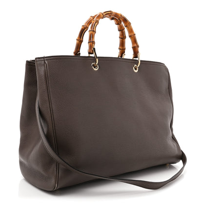 Gucci Calfskin Large Bamboo Shopper Tote Grey Field 3 of 17