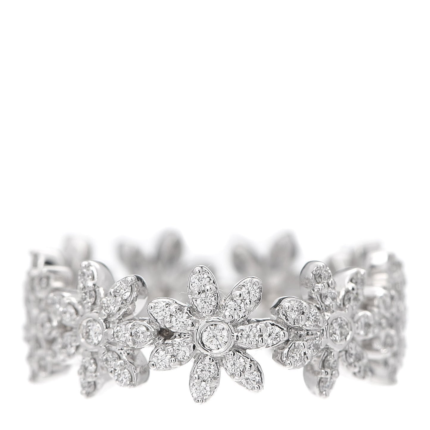 18K White Gold Diamond Metro Daisy Band Ring 49 5