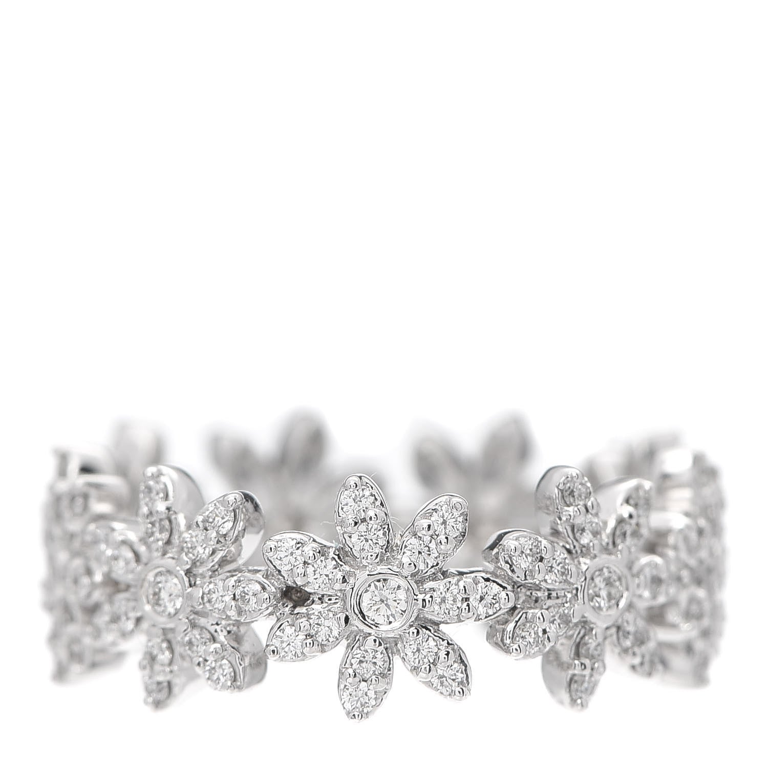 Tiffany 18K White Gold Diamond Metro Daisy Band Ring 49 5 3 of 6