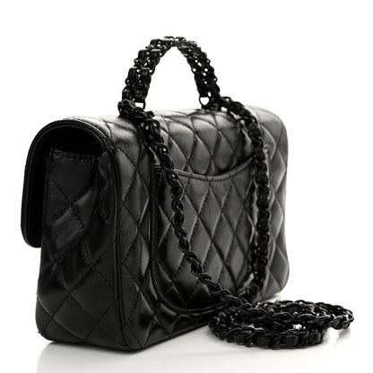 Chanel Lambskin Quilted Coco Pop Top Handle Flap Black 3 of 11