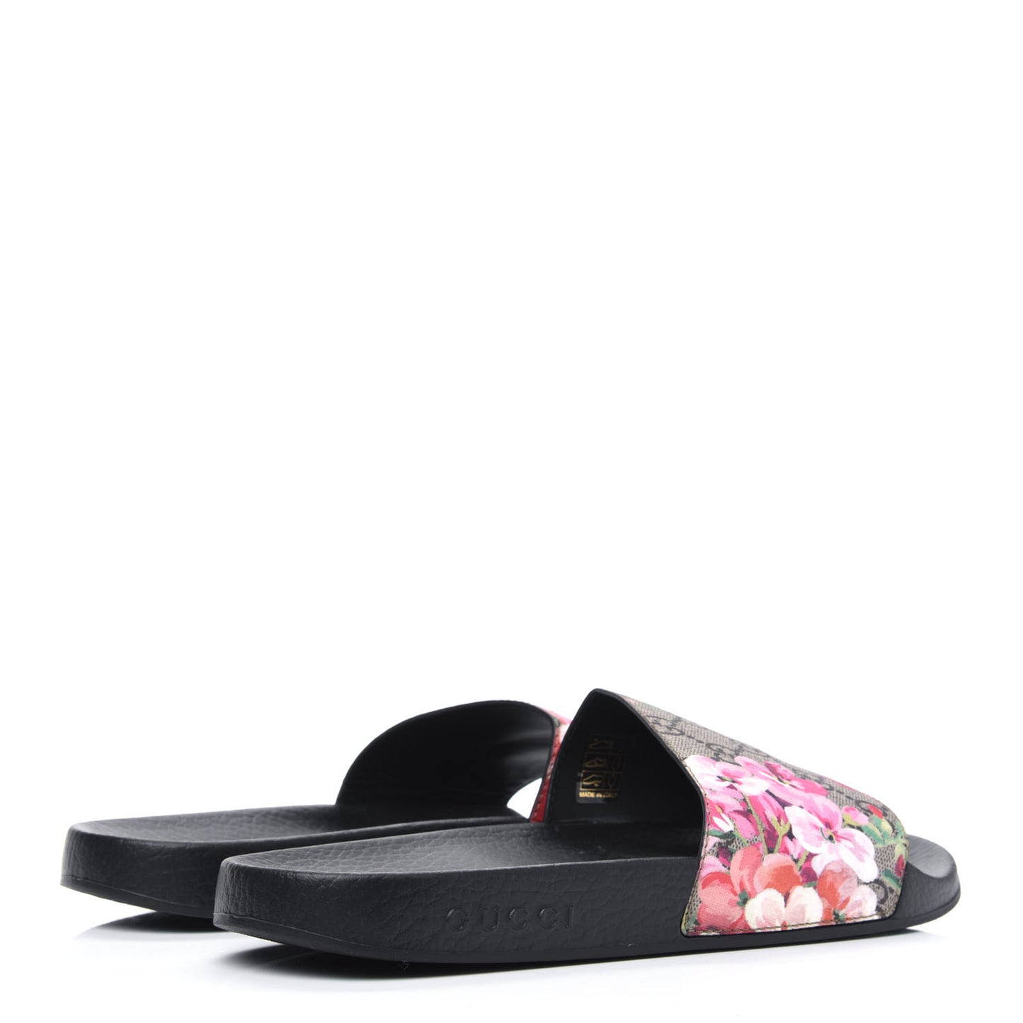 GG Supreme Monogram Blooms Slide Sandals 41 Beige Multicolor