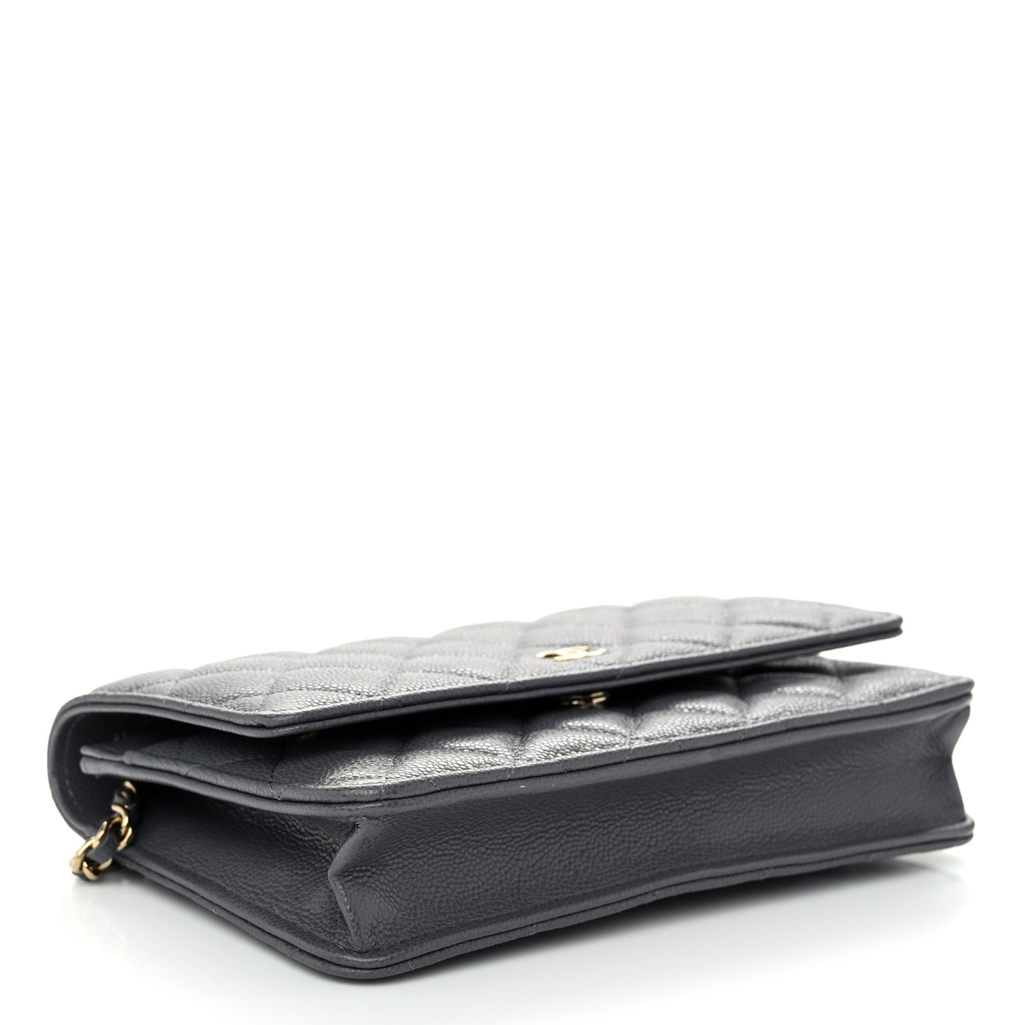Caviar Quilted Wallet on Chain WOC Grey