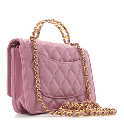 Chanel Lambskin Quilted Strass On Top Wallet On Chain Pink 3 of 12