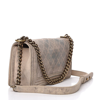 Chanel Iridescent Calfskin Quilted Medium Boy Flap Beige 3 of 13