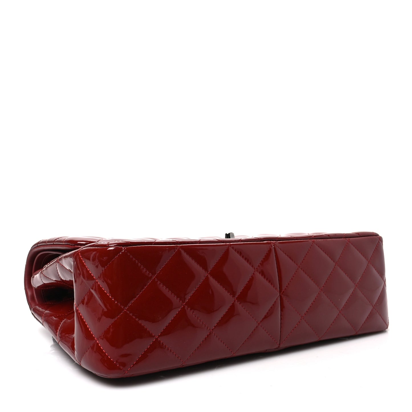 Patent Quilted Jumbo Double Flap Dark Red