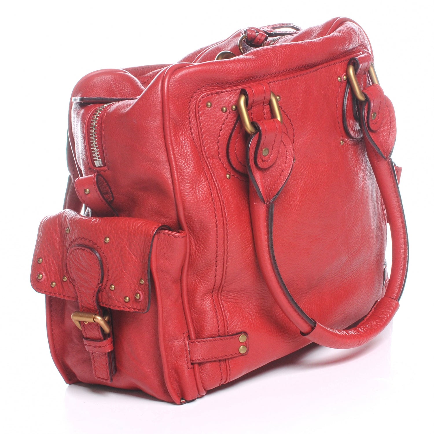 Chloe Leather Paddington Tote Red 3 of 8