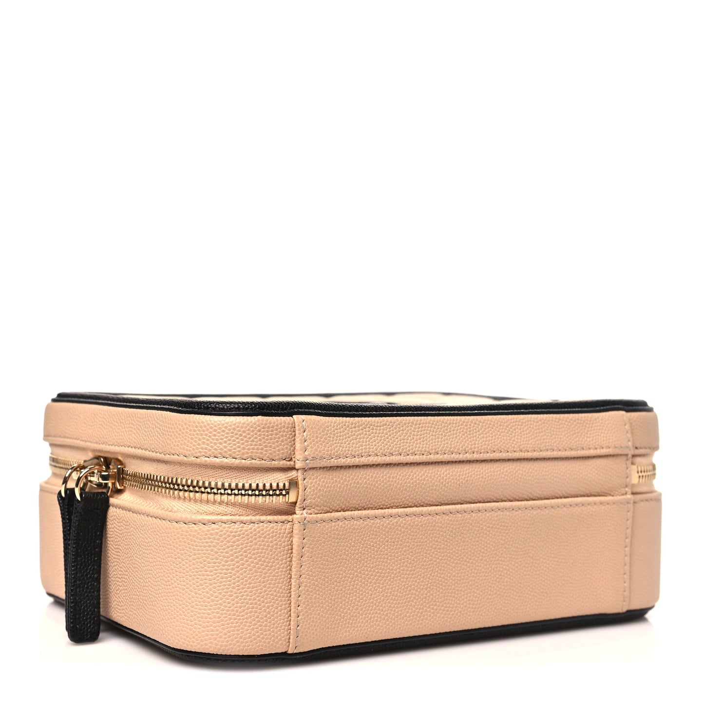 Caviar Quilted Medium CC Filigree Vanity Case Beige Black