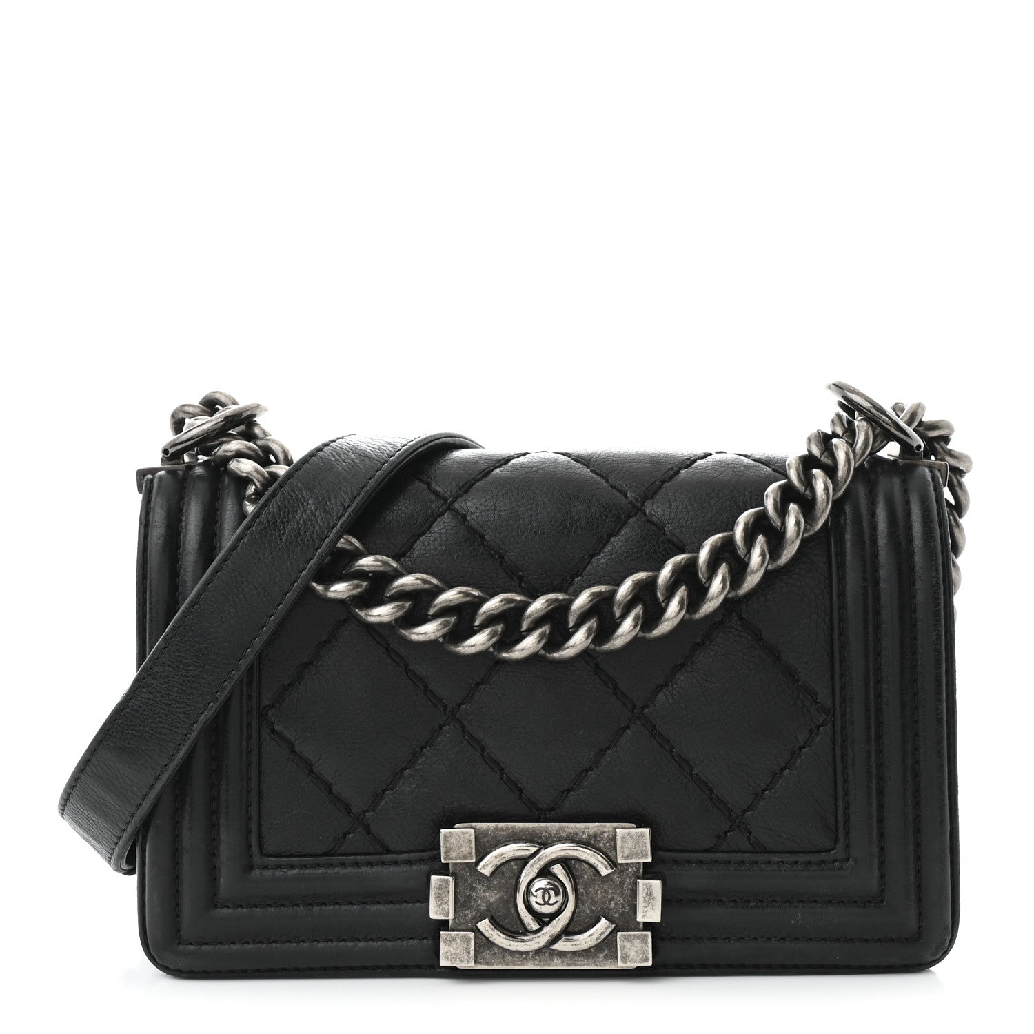 Chanel Calfskin Double Stitch Small Boy Flap Black 1 of 10