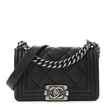 Chanel Calfskin Double Stitch Small Boy Flap Black 1 of 10