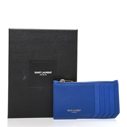 Saint Laurent Smooth Calfskin 5 Fragments Zip Pouch Card Holder Ultramarine 8 of 8