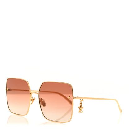 Louis Vuitton Metal LV Charm Square Sunglasses Z1719U Gold 1 of 8