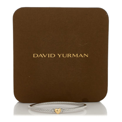 David Yurman Sterling Silver 18K Yellow Gold 3mm Cable Collectibles Heart Bracelet 4 of 4