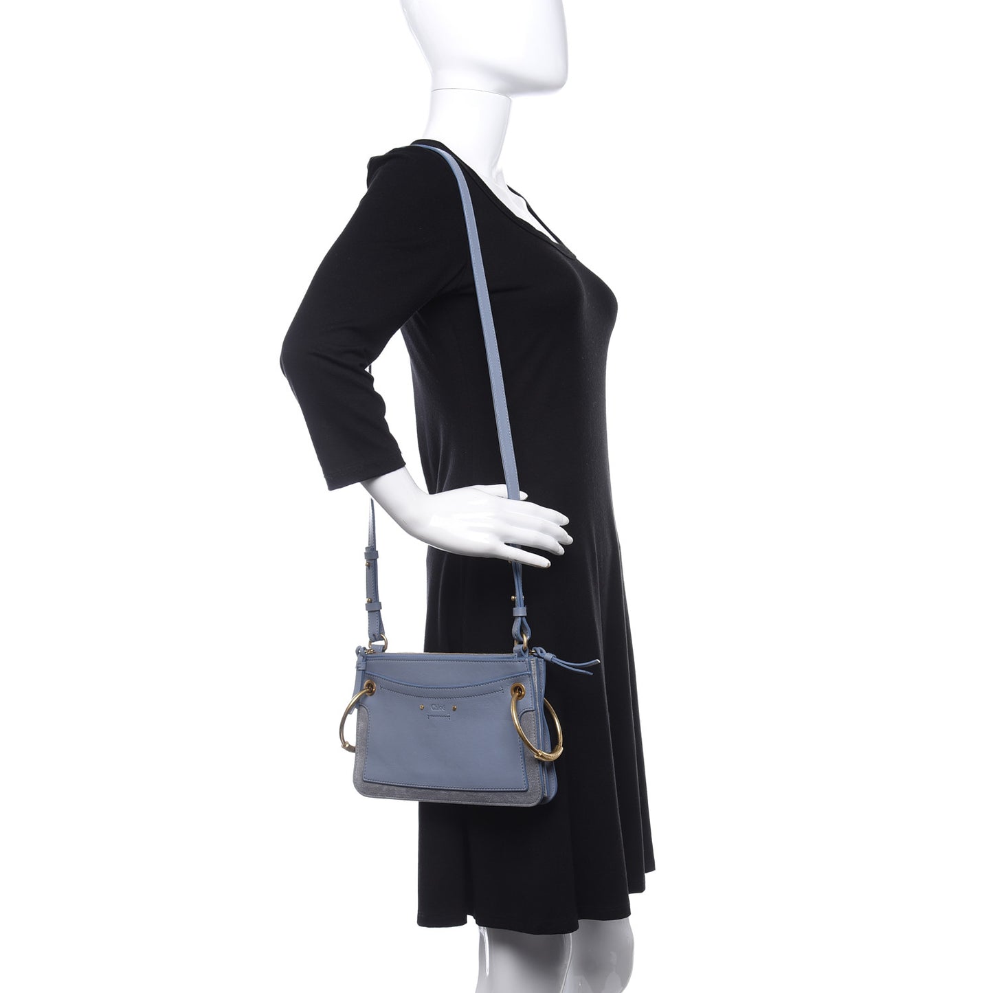 Calfskin Suede Mini Roy Bag Cloudy Blue