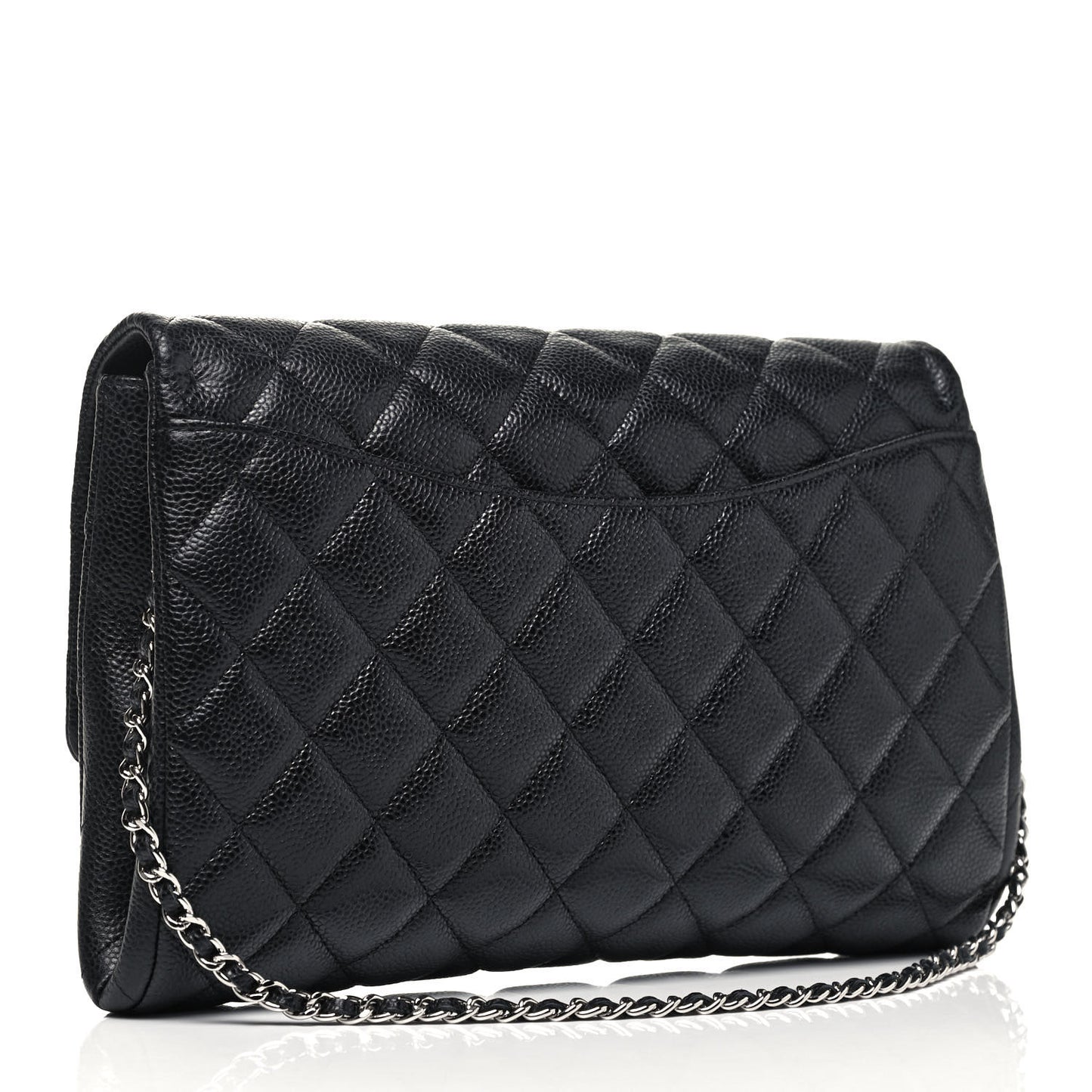 Caviar Quilted Clutch With Chain Flap Black
