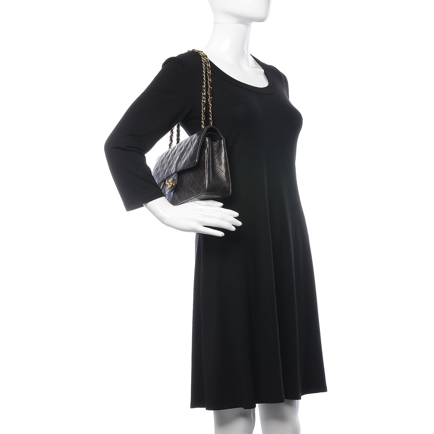 Lambskin Quilted Medium Double Flap Brown