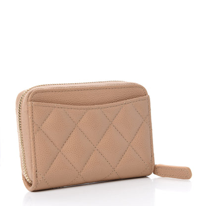 Chanel Caviar Quilted Zip Around Coin Purse Beige 3 of 8