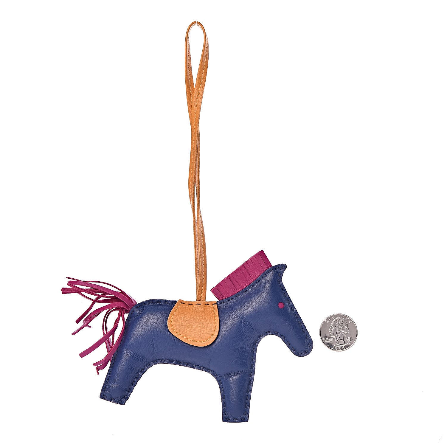 Hermes Milo Lambskin Grigri Rodeo Horse Bag Charm MM Bleu Saphir Rose Pourpre Bouton D'Or 2 of 5