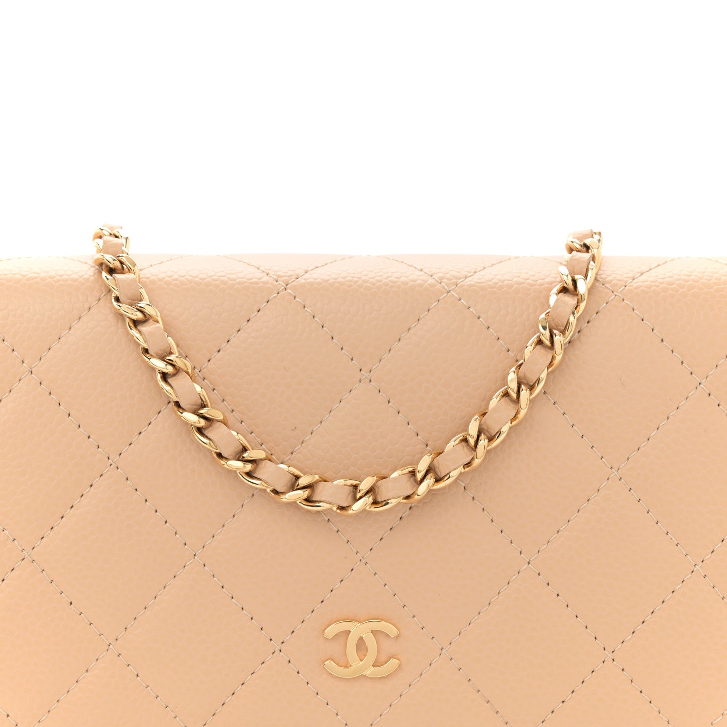 Chanel Caviar Quilted Wallet on Chain WOC Beige 8 of 12