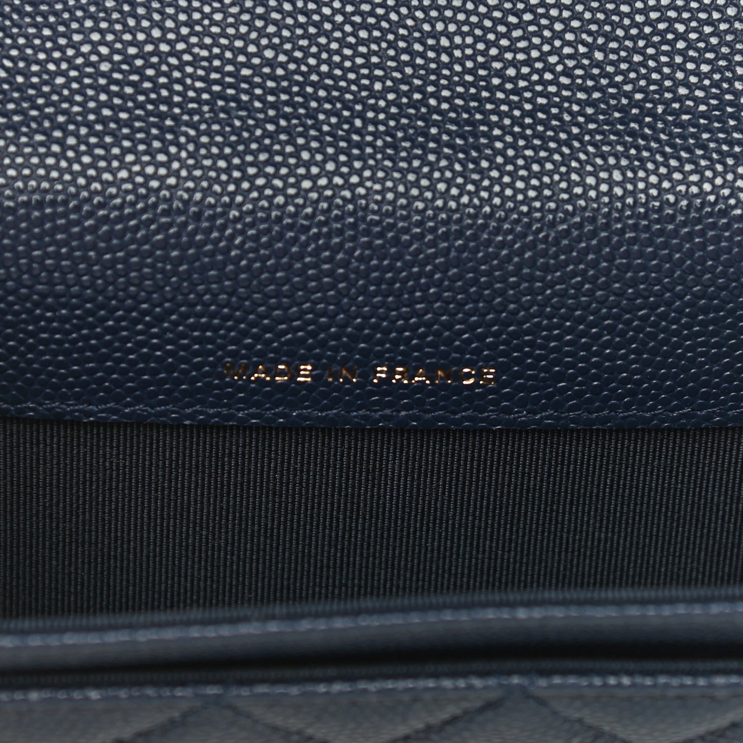 Caviar Quilted Flap Card Holder Wallet Navy Blue