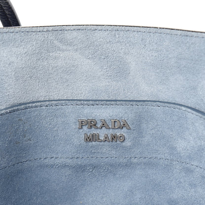Prada Glace Calf Etiquette Tote Astrale Inchiostro 8 of 10