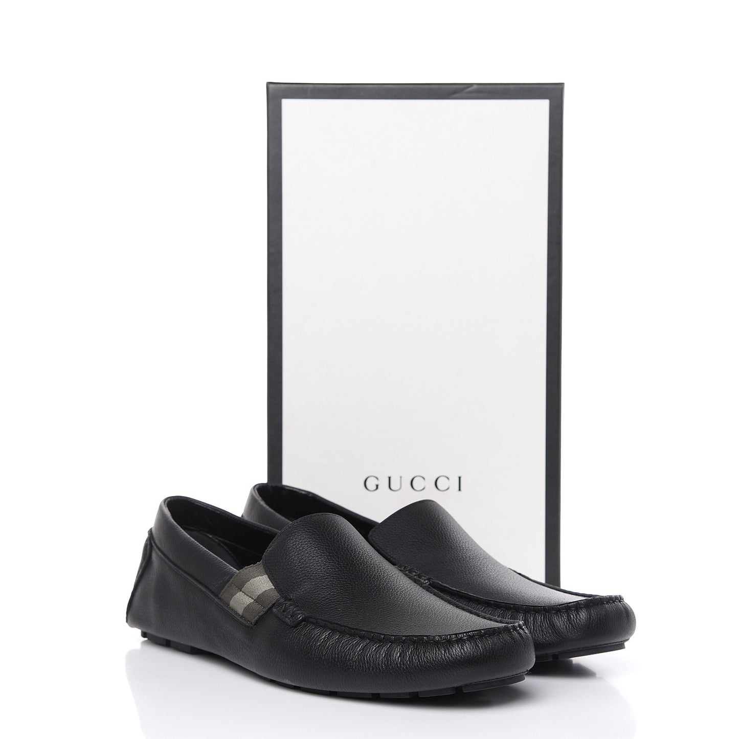 Calfskin Web Mens Driver Loafers 12 Black