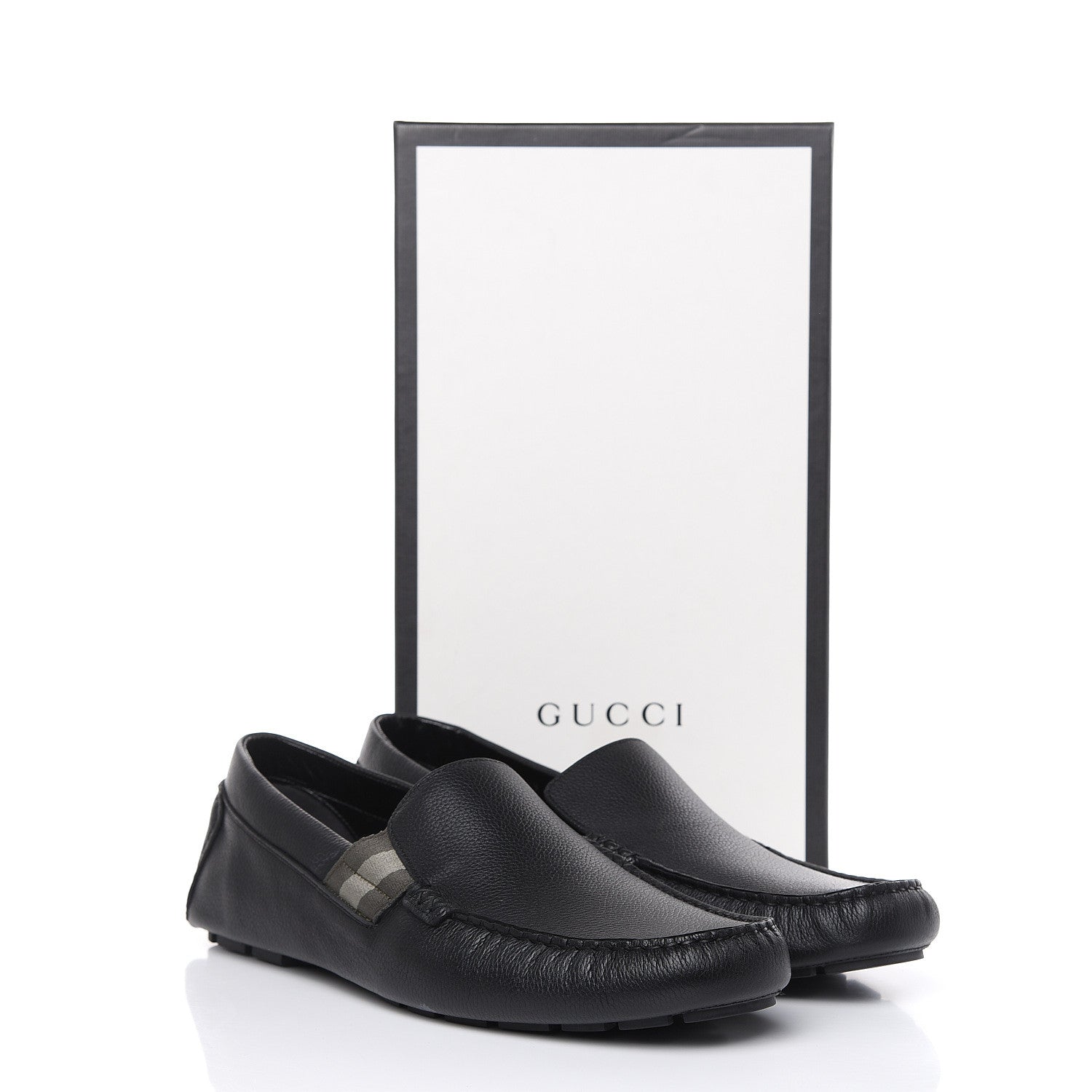Gucci Calfskin Web Mens Driver Loafers 12 Black 9 of 9