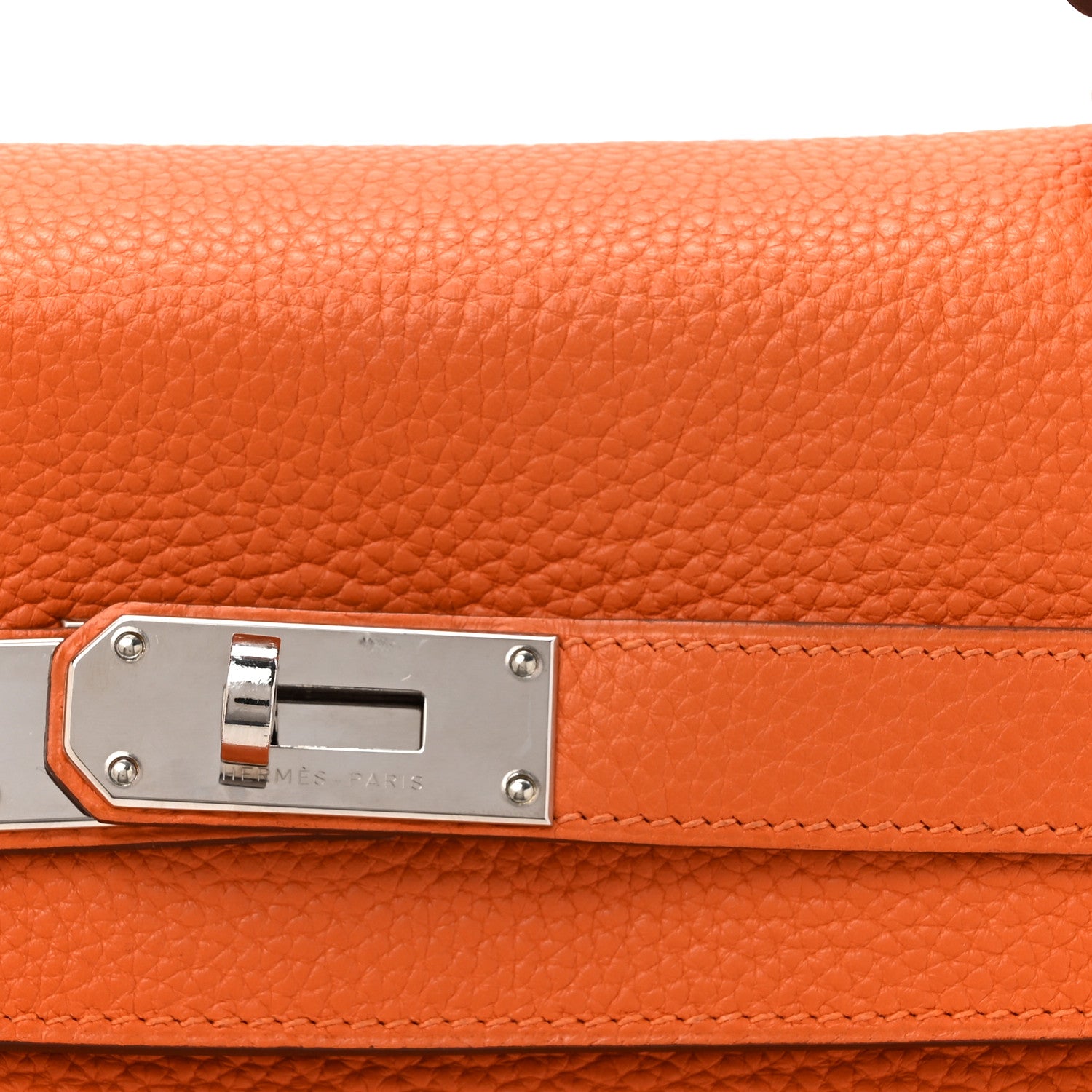 Hermes Taurillon Clemence Shoulder Kelly 42 Orange Orange 8 of 11