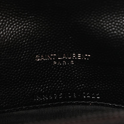 Saint Laurent Grain De Poudre Matelasse Chevron Monogram Monochrome Envelope Chain Wallet Black 7 of 11