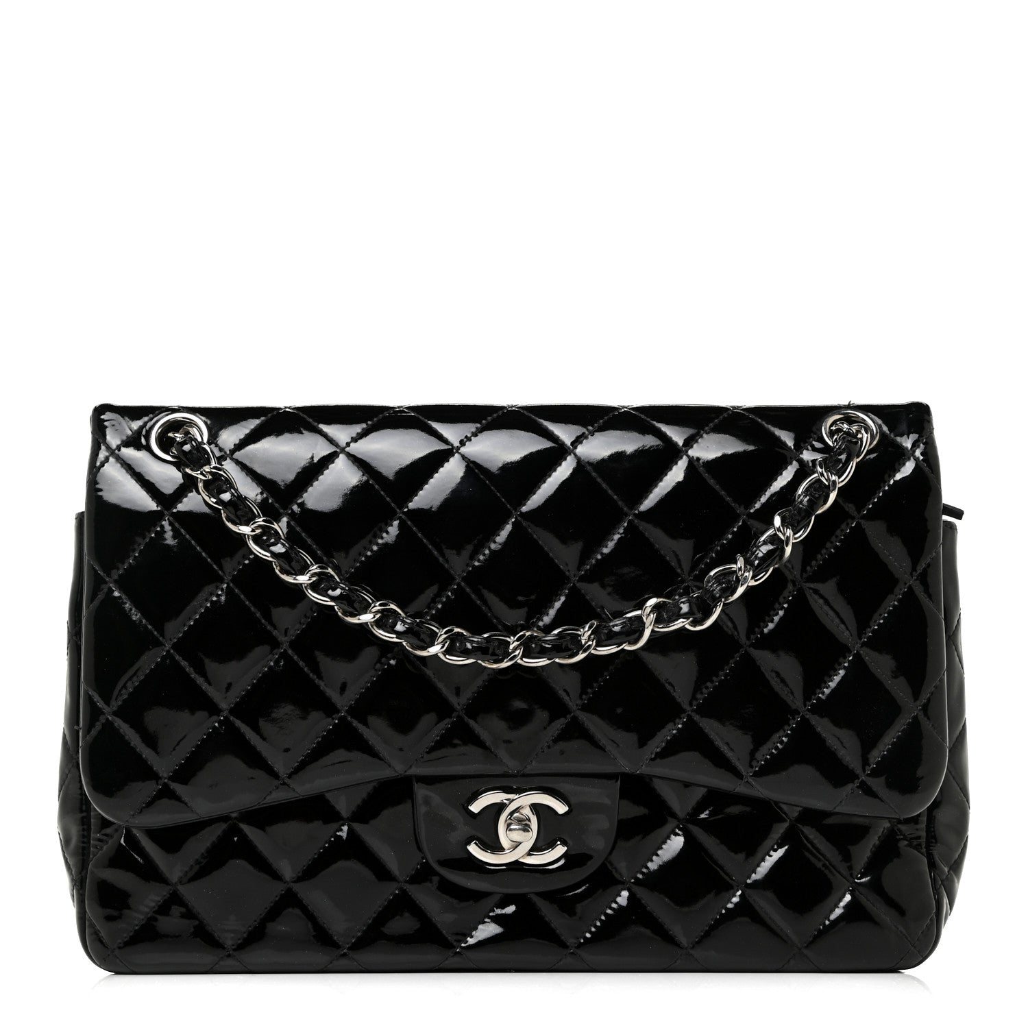Chanel Patent Quilted Jumbo Double Flap Black 1 of 22
