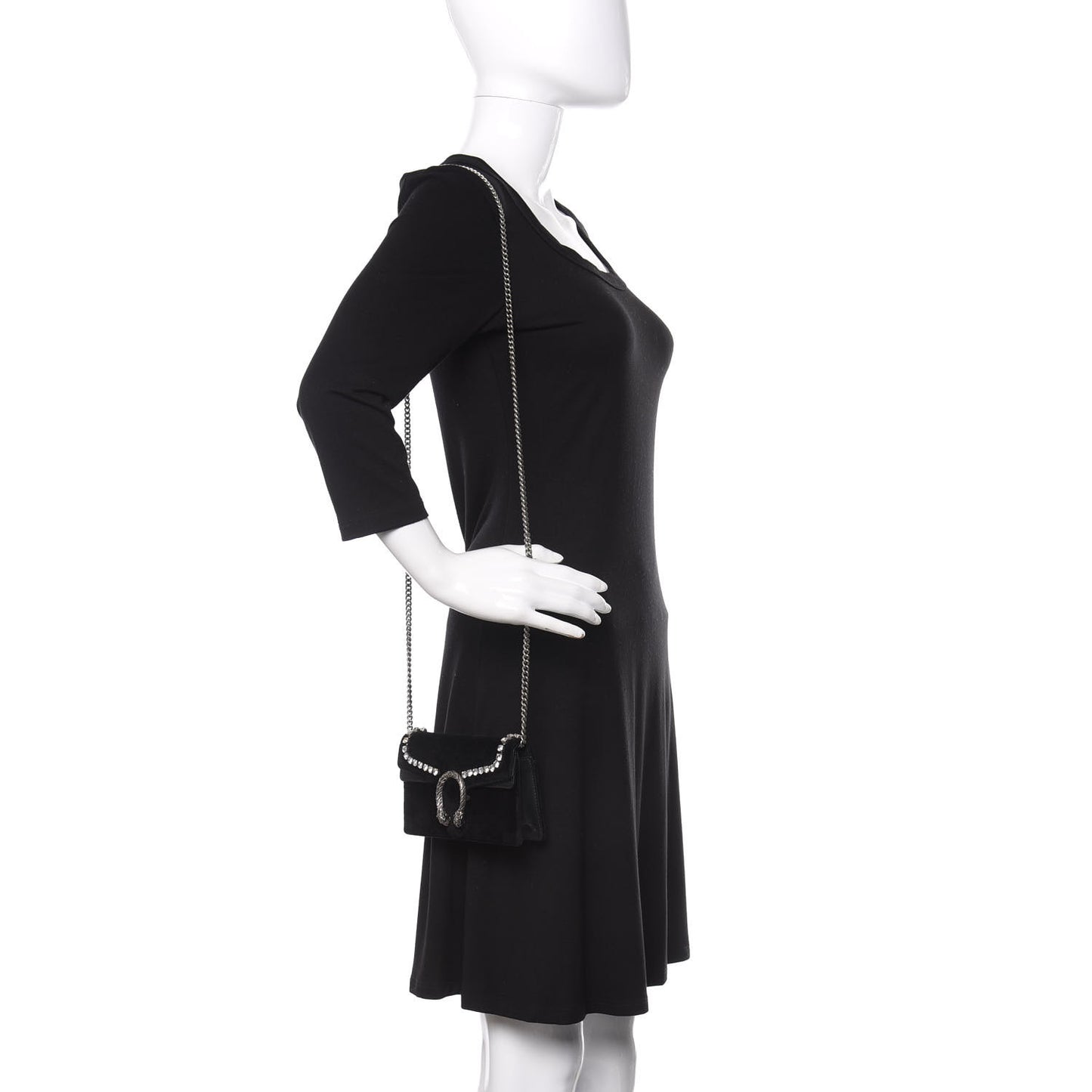 Velvet Crystal Super Mini Dionysus Shoulder Bag Black