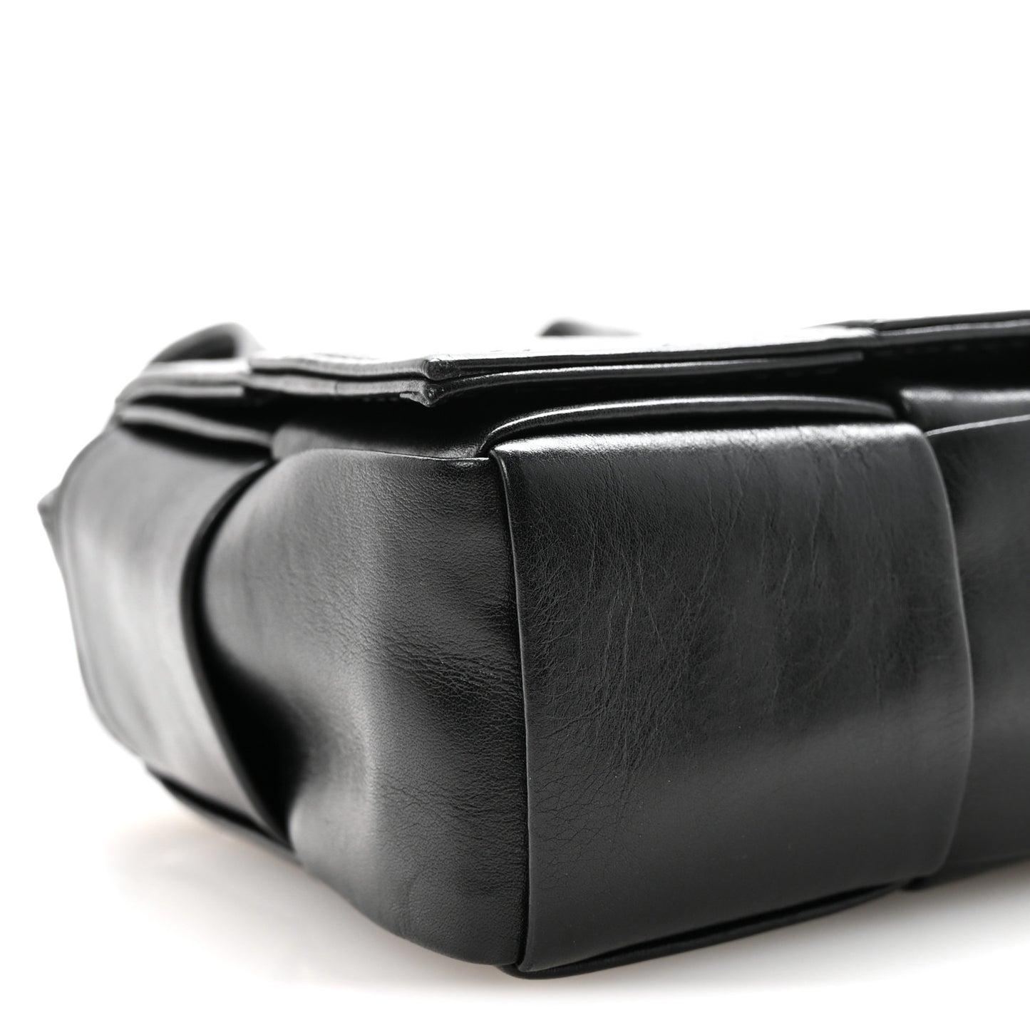 Crinkled Lambskin Maxi Intrecciato Extra Mini Cassette Crossbody Bag Black