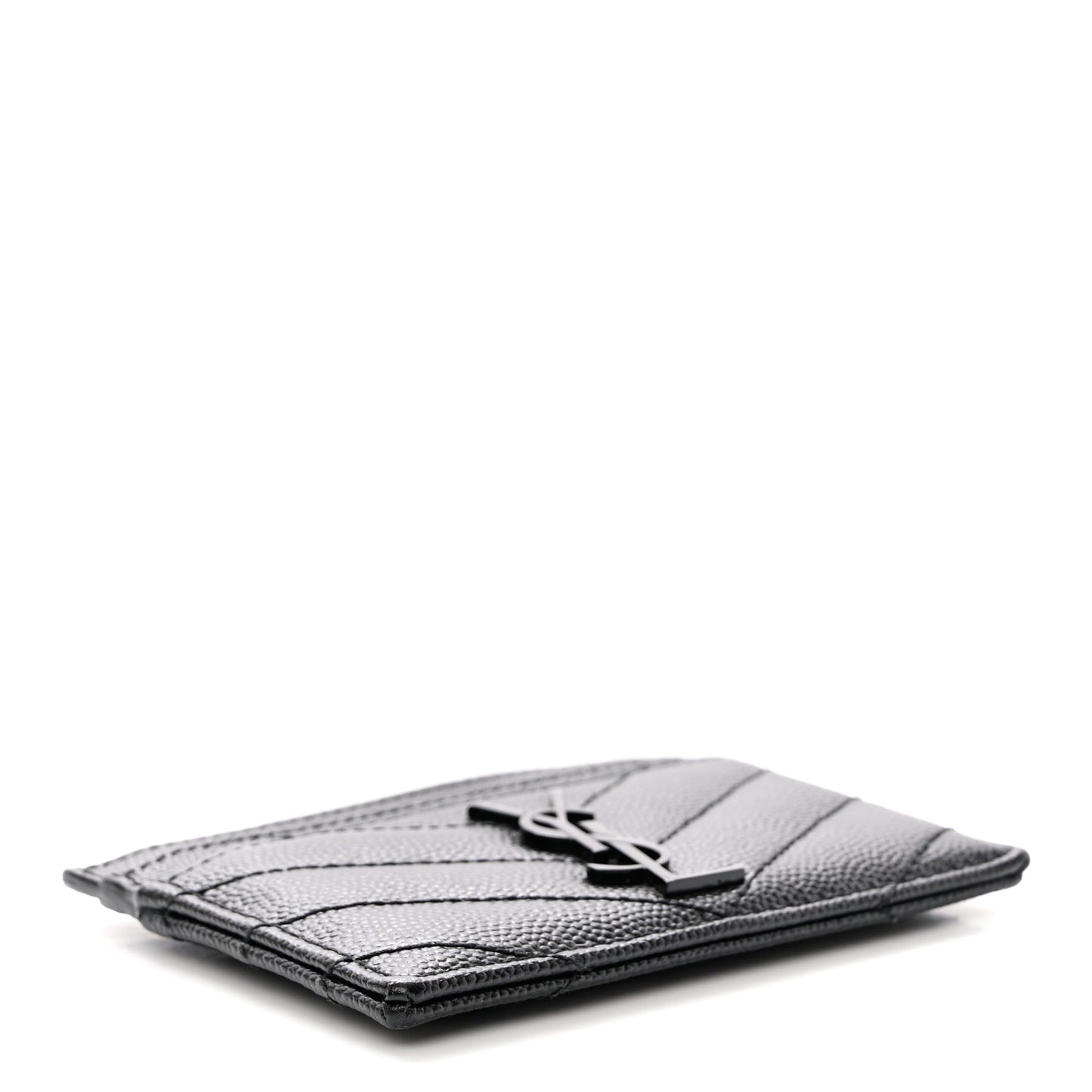 Grain De Poudre Matelasse Chevron Monochrome Monogram Credit Card Case Black