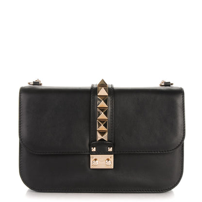 Valentino Garavani Vitello Medium Glam Lock Rockstud Flap Black 1 of 7