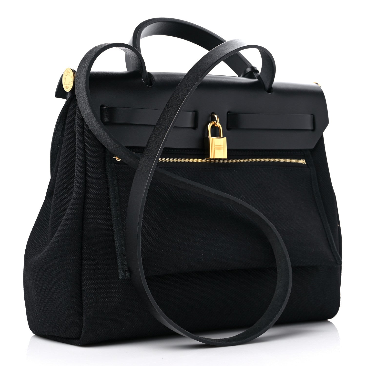 Hermes Military Toile Vache Hunter Herbag Zip PM 31 Black 3 of 10