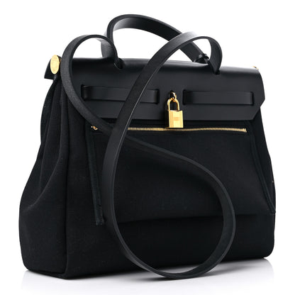 Hermes Military Toile Vache Hunter Herbag Zip PM 31 Black 3 of 10