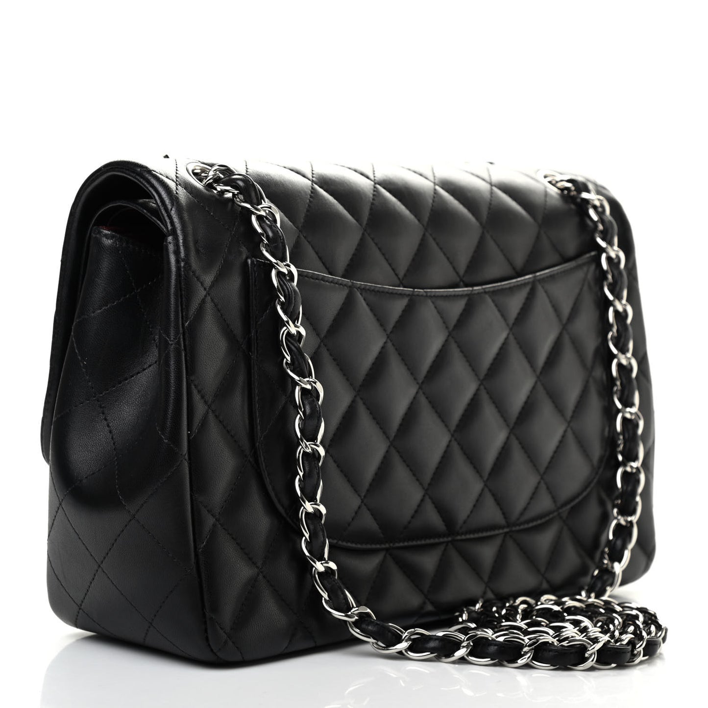 Lambskin Quilted Jumbo Double Flap Black