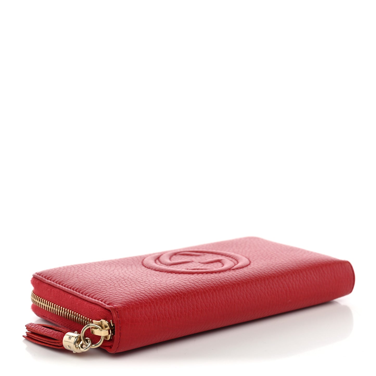 Pebbled Calfskin Soho Zip Around Wallet Red