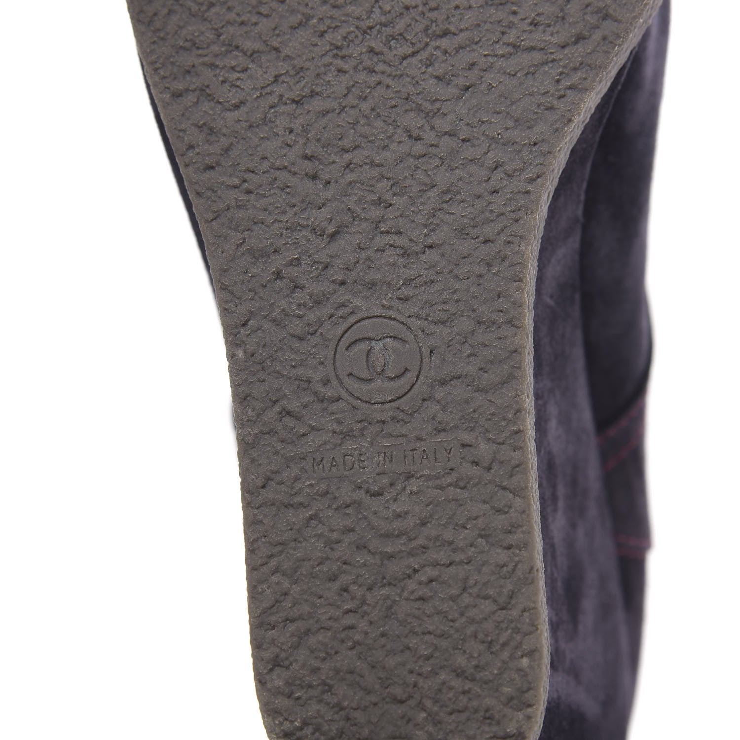 Chanel Suede Lace Up Wedge Booties 42 Dark Blue 8 of 10