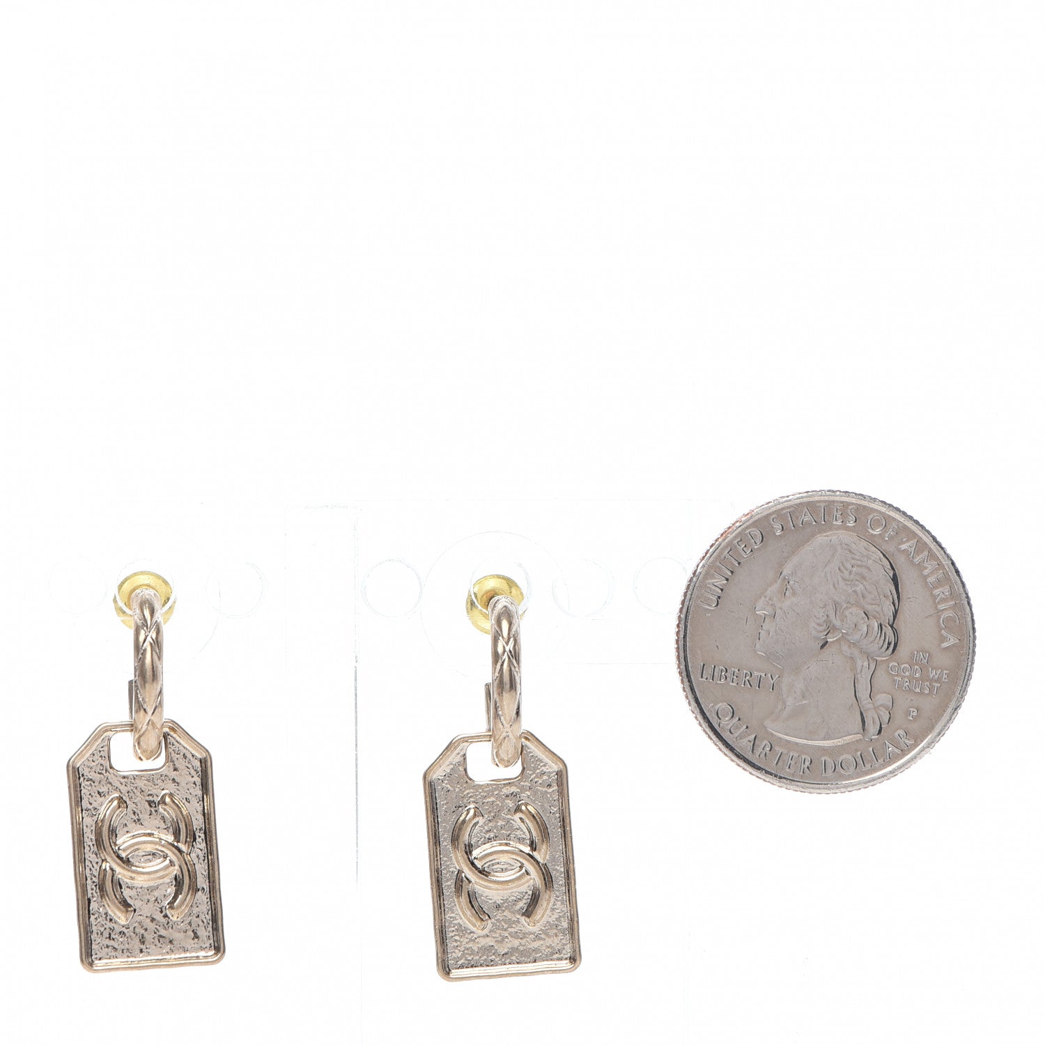Chanel CC Tag Drop Earrings Gold 2 of 5