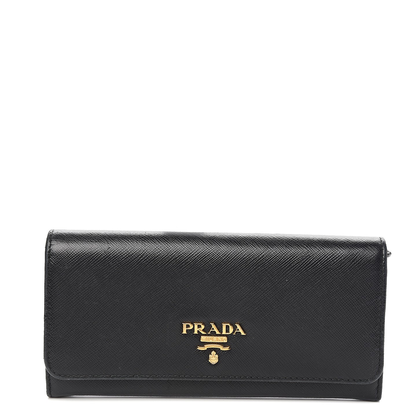 Saffiano Metal Continental Flap Wallet Black