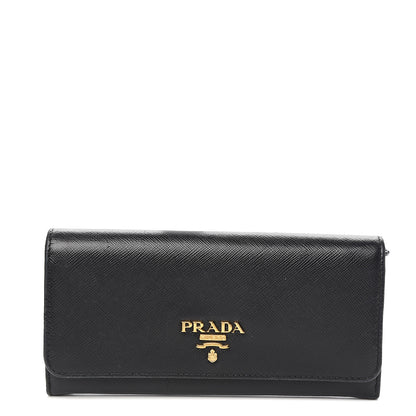 Prada Saffiano Metal Continental Flap Wallet Black 1 of 6