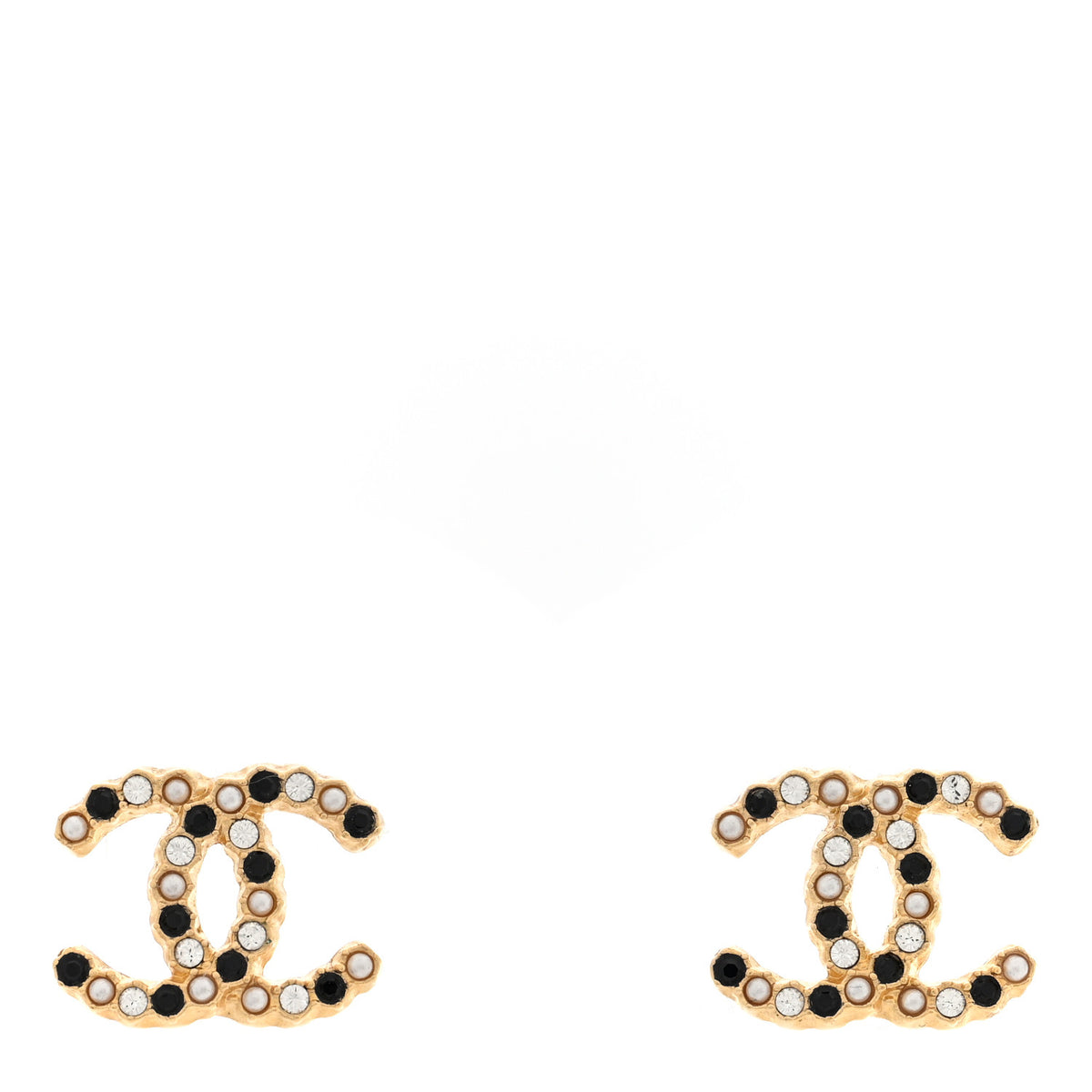 Resin Pearl CC Earrings Gold Black