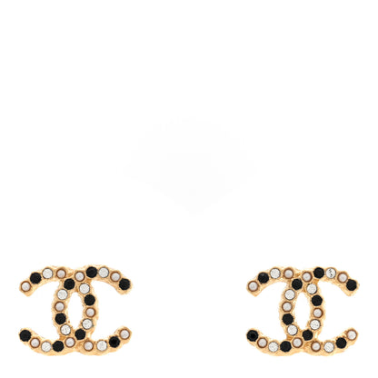 Chanel Resin Pearl CC Earrings Gold Black 1 of 5