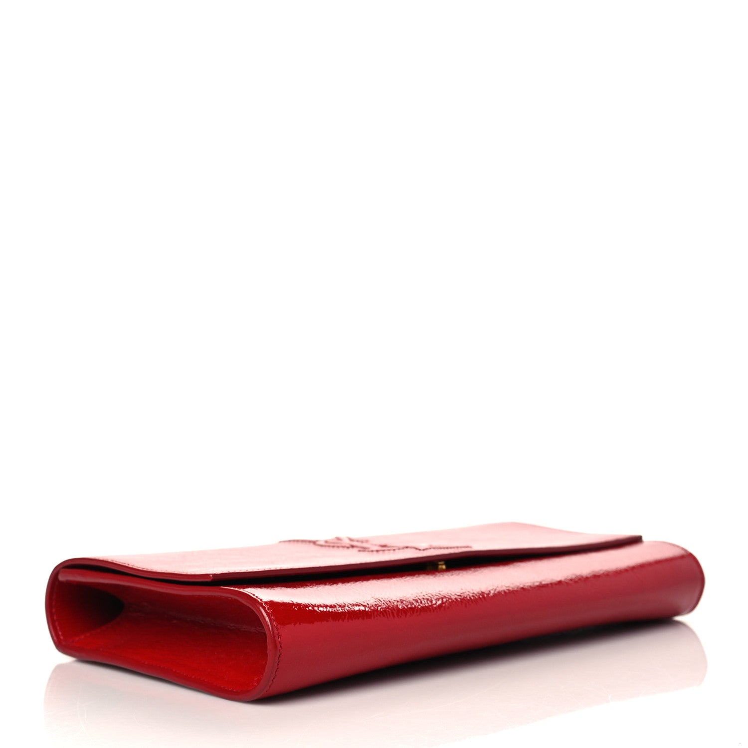 Saint Laurent Textured Patent Calfskin Large Belle De Jour Clutch Red 4 of 9