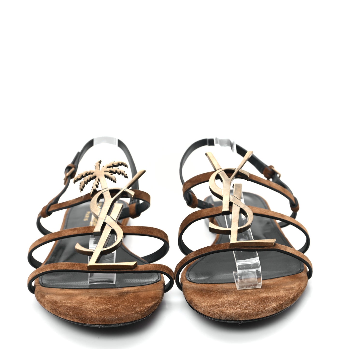Suede Cassandra Monogram Palm 05 Sandals 40.5 Brown
