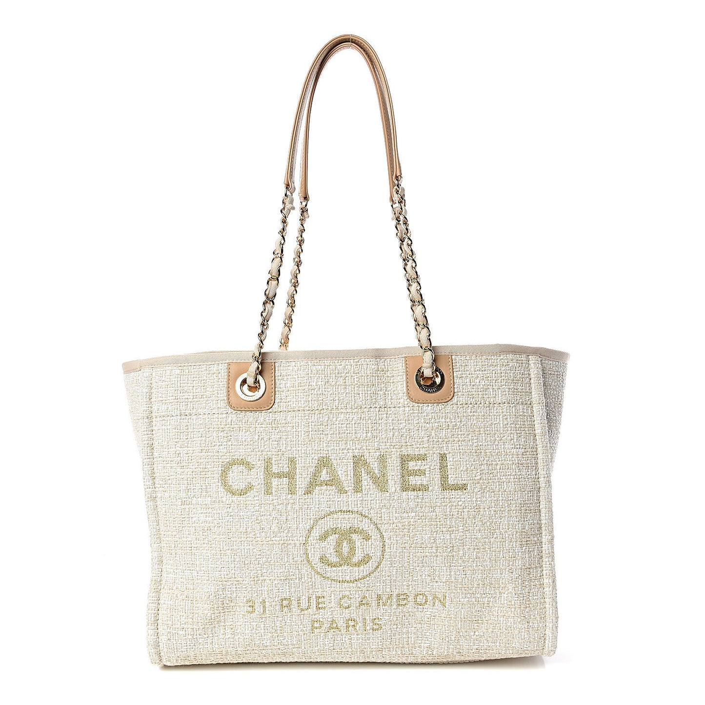 Canvas Small Deauville Tote Light Beige
