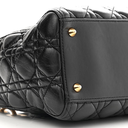 Christian Dior Lambskin Cannage Medium Lady Dior Black 9 of 15