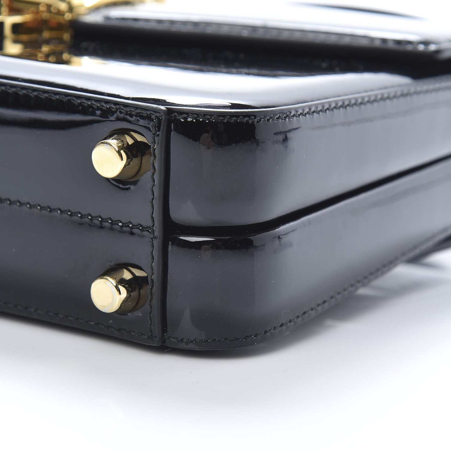 Gucci Mousse Top Patent Mini Sylvie 1969 Top Handle Bag Black 11 of 13